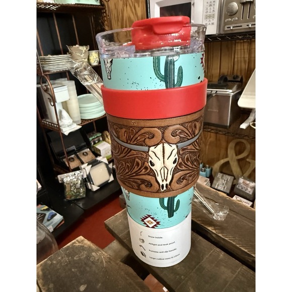 Myra Tumbler Other - Western Turquoise Cactus Longhorn Travel Tumbler 40oz Stainless Insulated